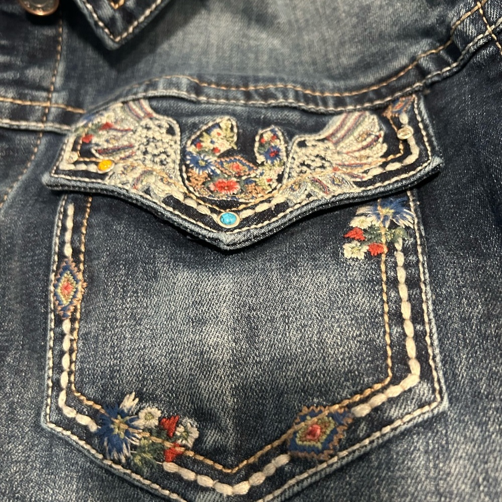 Grace Blue Denim Jacket with Angel Wings XL - Picture 4 of 6
